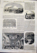 Original Old Antique Print Westminster Bridge Bazaar Town Hall Manchester 1843