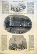 Old Antique Print Bridge Chatsworth Conservatory Palace Devonshire Duke