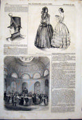 Original Old Antique Print Infantry Cap Fashion Rotunda Bank England 1843 19th