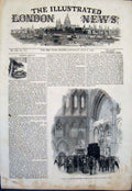 Original Old Antique Print Funeral Campbell Poet Westminster Abbey London 1844