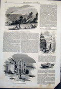 Original Old Antique Print Viaduct Railway Steam Engine Roman Wall Lamp London