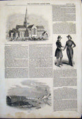 Original Old Antique Print Catholic Church Nottingham Paris School Berlin 1844
