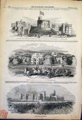 Old Antique Print French King Queen Victoria Windsor Castle London 1844 19th