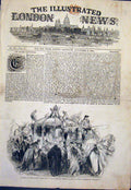 Original Old Antique Print Temple Bar City Sword New Royal Exchange Queen 1844