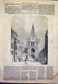 Original Old Antique Print Burghley Stamford Court Staircase State Bed 1844