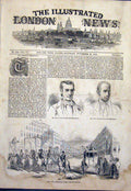 Original Old Antique Print Folk Clay Portrait Whig Procession New York America