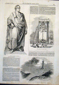 Old Antique Print Statue Goethe Frankfort Aloe Monument Thomas Hardy 1844 19th