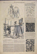 Old Antique Print Religion Horsley Design Fabric Tenniel Cartoon Jackson