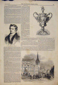 Original Old Antique Print Portrait Viscount Canterbury Vase Sale Lothbury 1845