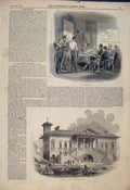 Original Old Antique Print Court Martial Windsor Military Hall Commerce Ipswich
