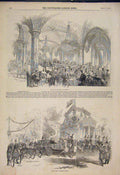 Old Antique Print Rosenau Royal Banquet Gotha Germany Friedenstahl 1845 19th
