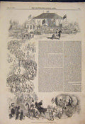 Old Antique Print Procession Peasants Queen Gotha Deer Shooting Festival