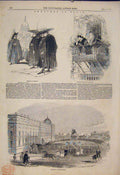 Original Old Antique Print Skecthes Spain Madrid Priest Andalusia Palace Sketch