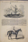 Original Old Antique Print Marmora Steamer Liverpool Sweetmeat Race Horse 1845