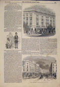 Original Old Antique Print Coventry Street London Cranbourne Mayfair 1845 19th