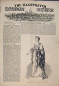 Original Old Antique Print Marble Statue Her Majesty Queen Royal Exchange 1845