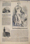 Old Antique Print Statue Byron Thorwaldsen Church Islington Longford 1845 19th