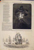 Original Old Antique Print Portrait Rembrandt Louvre Constantine Plymouth Condy