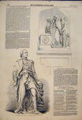Old Antique Print Dr Alison Monument Edinburgh Collingwood Newcastle 1845 19th