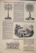 Original Old Antique Print Osborne House Lodge Enamelled Pearl Glass Sarcophagus