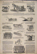 Original Old Antique Print Agricultural Implements Smithfield Club Cattle Show