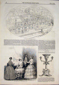 Original Old Antique Print Berkshire Farm Model Paris Fashion Ellmen Candelabra