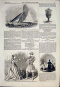 Old Antique Print Thames Yacht Club Secrete Haymarket Theatre London 1846 19th