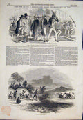Original Old Antique Print War Kaffir Africa Sketches Cape Town Malay Volunteers