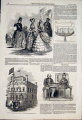 Old Antique Print Paris Fashion Beadon Life Boat Euphonia Yacht Clubhouse