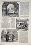 Original Old Antique Print Lyceum Theatre Surrey Railway Smoking Saloon 1846