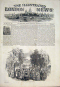 Original Old Antique Print Madrid Spain Buen Retiro Park Garden 1846 Victorian