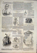 Original Old Antique Print Williams Hadley Beacon Memorial Trains Train 1846