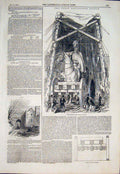 Original Old Antique Print Statue Wellington Wyatt Foundry Richmond Place 1846