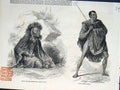 Original Old Antique Print Kaffir Weather Doctor Letter Carrier Africa 1846