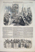 Old Antique Print Madrid Spain Marriages Spanish Velacion Procession 1846 19th
