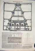 Original Old Antique Print Ptent Double Action Ing Machine Rack 1846 Victorian