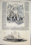 Original Old Antique Print Hellenic Festival Kalergi London Tavern Capri Steamer