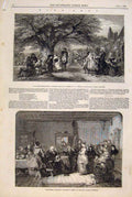 Original Old Antique Print Royal Academy Exhibition Fine Art 1847 Paintings