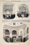 Original Old Antique Print Randolph Gallery Radcliffe Library Convocation 1847