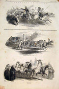 Old Antique Print Sketch Mexico Guerillas Priest Tesmalaucan Bridge 1847 19th
