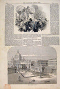 Original Old Antique Print Pope Procession Blessing Rome Italy Vatican 1847 19th