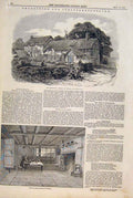 Old Antique Print Shakespeare Stratford Hathaway Cottage Lucy Church 1847 19th