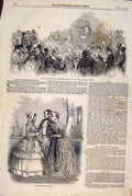 Original Old Antique Print Shakespere House Sketch Paris Fashion 1847 Victorian