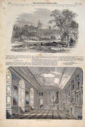 Original Old Antique Print Court Windsor Castle Vandyck Guard Chamber 1847 19th