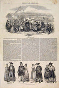 Original Old Antique Print Volks Feste Munich Germany Tyrolean Bavarian Costumes