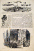 Original Old Antique Print Queen Christina Royal Palace Madrid Spain 1847 19th