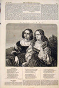 Old Antique Print Sisters Ladies Portrait German Artist Fine Art 1847 Pri 19th