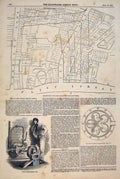 Original Old Antique Print Fleet Street Galloway Steam Engine Rotary 1847 19th