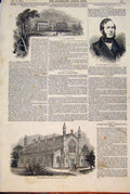 Original Old Antique Print Paris Boulogne Railway Church Kentish Adair 1847 19th