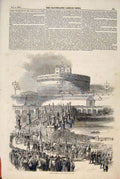 Old Antique Print Grand Procession Consulta Rome Italy River Italian 1847 19th